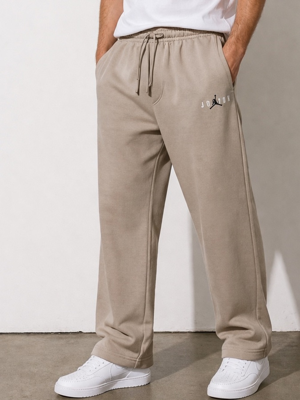 Jordan nike air Sweatpants men’s size XXL Tan‎ Fleece Wide Leg Jumpman Logo NWT